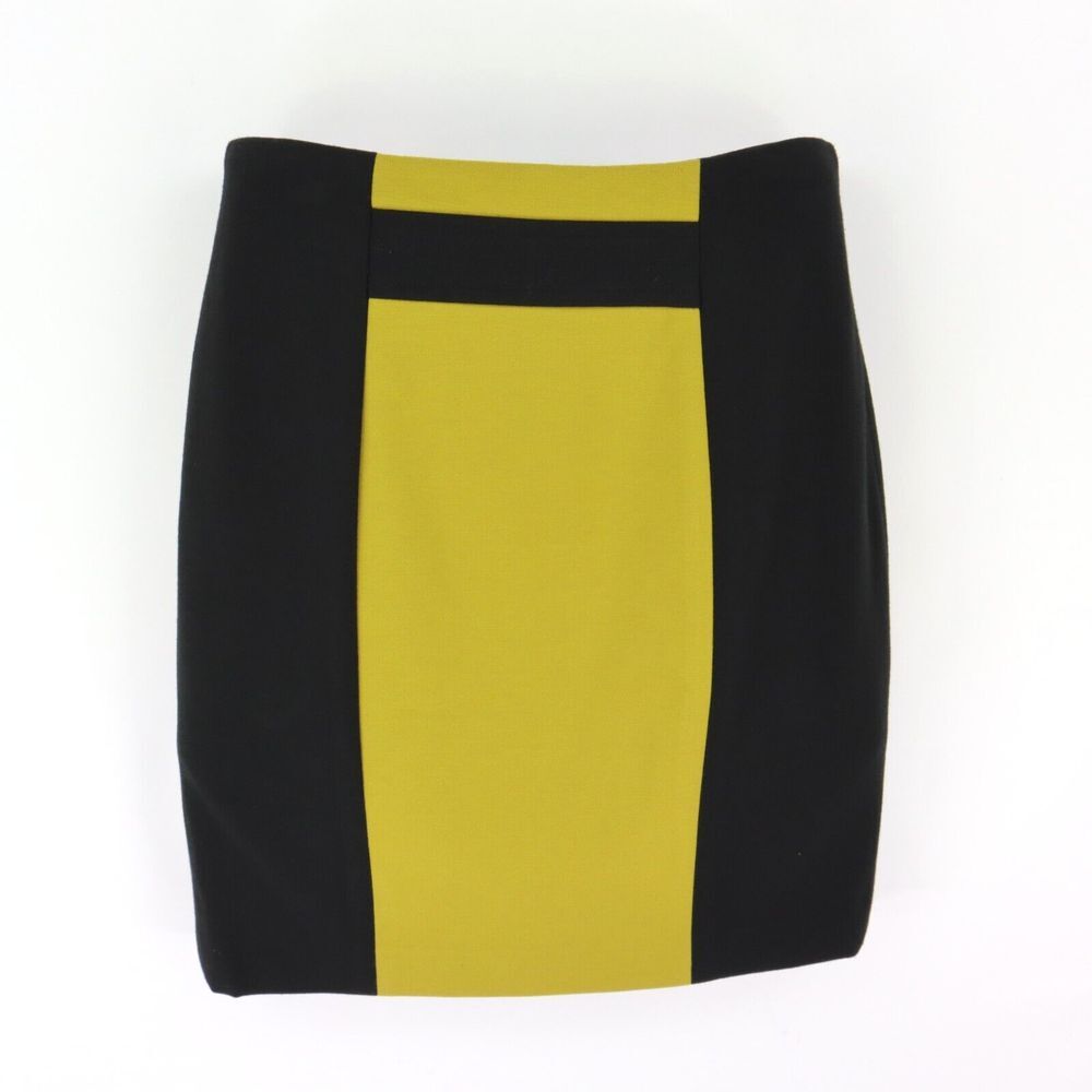 Chelsea & Theodore Pencil Skirt Womens Size 4 Black Green Colorblock Zip Closure